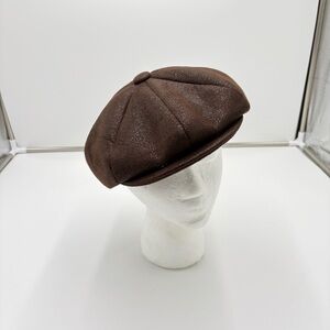 Vintage 80s 90s NWT Cappello Brown Whimsigoth Newsboy Cabbie Hat Cap Grunge L/XL
